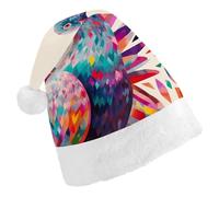 ERSTSNCK Santa Hat for Adults - Colorful Pigeon Christmas Hat with White Pom Pom, Classic Xmas Cap for Party