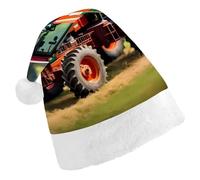 ERSTSNCK Santa Hat for Adults - Company Farm Tractors Christmas Hat with White Pom Pom, Classic Xmas Cap for Party