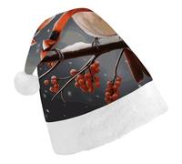 ERSTSNCK Santa Hat for Adults - Cute Cardinal Birds Christmas Hat with White Pom Pom, Classic Xmas Cap for Party