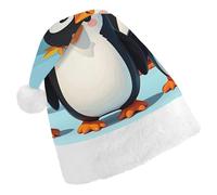 ERSTSNCK Santa Hat for Adults - Cute Penguins Christmas Hat with White Pom Pom, Classic Xmas Cap for Party