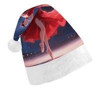 ERSTSNCK Santa Hat for Adults - Dancer on Star Stage Christmas Hat with White Pom Pom, Classic Xmas Cap for Party