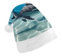 ERSTSNCK Santa Hat for Adults - Dolphins Christmas Hat with White Pom Pom, Classic Xmas Cap for Party