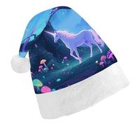 ERSTSNCK Santa Hat for Adults - Fantasy Forest Christmas Hat with White Pom Pom, Classic Xmas Cap for Party