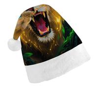 ERSTSNCK Santa Hat for Adults - Fluorescent Lion Christmas Hat with White Pom Pom, Classic Xmas Cap for Party