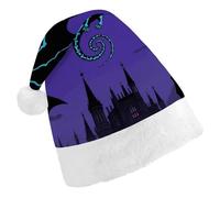 ERSTSNCK Santa Hat for Adults - Halloween Flying Bat Christmas Hat with White Pom Pom, Classic Xmas Cap for Party