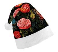 ERSTSNCK Santa Hat for Adults - Many Beautiful Butterflies Christmas Hat with White Pom Pom, Classic Xmas Cap for Party