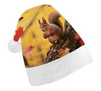 ERSTSNCK Santa Hat for Adults - Maple Leaf Fall Christmas Hat with White Pom Pom, Classic Xmas Cap for Party