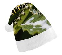 ERSTSNCK Santa Hat for Adults - Monarch Caterpillar Christmas Hat with White Pom Pom, Classic Xmas Cap for Party