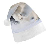 ERSTSNCK Santa Hat for Adults - Polar Bear Christmas Hat with White Pom Pom, Classic Xmas Cap for Party