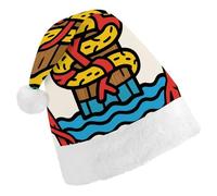 ERSTSNCK Santa Hat for Adults - Snake Totem Pole Christmas Hat with White Pom Pom, Classic Xmas Cap for Party