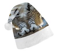 ERSTSNCK Santa Hat for Adults - Snow Owl Christmas Hat with White Pom Pom, Classic Xmas Cap for Party