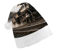 ERSTSNCK Santa Hat for Adults - Steam Train Christmas Hat with White Pom Pom, Classic Xmas Cap for Party