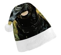 ERSTSNCK Santa Hat for Adults - Surrounded by Green Splash Circle Christmas Hat with White Pom Pom, Classic Xmas Cap for Party