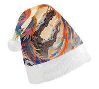 ERSTSNCK Santa Hat for Adults - Two Phoenixes in Winter Christmas Hat with White Pom Pom, Classic Xmas Cap for Party