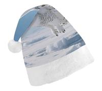 ERSTSNCK Santa Hat for Adults - White Snowy Owl Christmas Hat with White Pom Pom, Classic Xmas Cap for Party