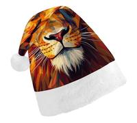 ERSTSNCK Santa Hat for Adults - Yellow Lion Head Christmas Hat with White Pom Pom, Classic Xmas Cap for Party