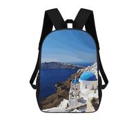 ERSTSNCK Santorini Greek Island Sea View Laptop Backpack for Travel Work Cute Bookbag Computer Backpack Casual Daypack