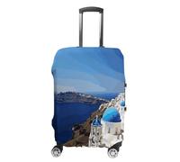 ERSTSNCK Santorini Greek Island Sea View Luggage Suitcase Covers Elastic Washable Cute Luggage Protector Travel Suitcase Protective Cover For Adult (Fit 19-32 Inch Luggages), white, L, Santorini Greek