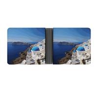 ERSTSNCK Santorini Greek Island Sea View Wallet for Men Bifold Rfid Blocking Slim Money Clip Front Pocket Wallet Card Holder
