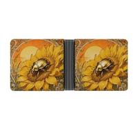 ERSTSNCK Scarab Sunflower Wallet for Men Bifold Rfid Blocking Slim Money Clip Front Pocket Wallet Card Holder
