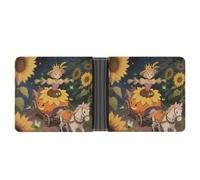 ERSTSNCK Scarecrow-princess-pumpkin-carriage Wallet for Men Bifold Rfid Blocking Slim Money Clip Front Pocket Wallet Card Holder