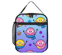 ERSTSNCK Scarf Happy Face Lunch Bag for Adults Reusable Insulated Lunchbox Leakproof Small Lunch Box Tote for Men & Women Portable Food Cooler Bag for Work, Office, Picnics