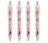 ERSTSNCK Schnauzer Black Ballpoint Pens Fine Point (0.5mm) Black Ink Pen Retractable Ball Point Pens with Comfortable Full Grip for Journaling, And Office Writing Ideal 4 PCS