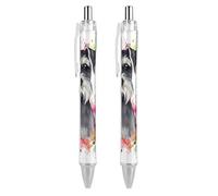 ERSTSNCK Schnauzer Black Ballpoint Pens Fine Point (0.5mm) Black Ink Pen Retractable Ball Point Pens with Comfortable Full Grip for Journaling, And Office Writing Ideal 2 PCS