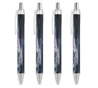 ERSTSNCK Sci-fi Style Black Ballpoint Pens Fine Point (0.5mm) Black Ink Pen Retractable Ball Point Pens with Comfortable Full Grip for Journaling, And Office Writing Ideal 4 PCS