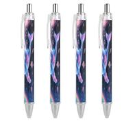 ERSTSNCK Sci-fi Whale Black Ballpoint Pens Fine Point (0.5mm) Black Ink Pen Retractable Ball Point Pens with Comfortable Full Grip for Journaling, And Office Writing Ideal 4 PCS