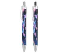 ERSTSNCK Sci-fi Whale Black Ballpoint Pens Fine Point (0.5mm) Black Ink Pen Retractable Ball Point Pens with Comfortable Full Grip for Journaling, And Office Writing Ideal 2 PCS