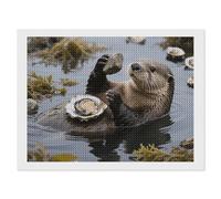 ERSTSNCK Sea Otter Tool Using Diamond Painting Kits for Adults 12"x16" 5D Diamond Art Kits for Beginners DIY Full Drill Round Diamonds Gem Art Crafts Painting for Home Wall Decor