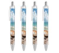 ERSTSNCK Sea Turtle Starfish Black Ballpoint Pens Fine Point (0.5mm) Black Ink Pen Retractable Ball Point Pens with Comfortable Full Grip for Journaling, And Office Writing Ideal 4 PCS