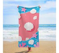 ERSTSNCK Shell Starfish Pattern Beach Towel Oversized 31" X 63" Absorbent Towels Quick Dry Pool Towel Lightweight Bath Towels Sandproof Beach Blanket for Gym Swimming Sports Travel Gifts