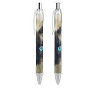 ERSTSNCK Siamese Cat Art Black Ballpoint Pens Fine Point (0.5mm) Black Ink Pen Retractable Ball Point Pens with Comfortable Full Grip for Journaling, And Office Writing Ideal 2 PCS