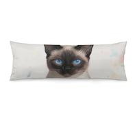 ERSTSNCK Siamese Cat Art Body Pillow Pillowcase 20"x54" Lumbar Throw Pillow Covers with Hidden Zipper Breathable & Cozy Full Long Bodypillow Case Cover for Sleeping Bedroom Couch Sofa Decor