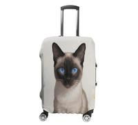 ERSTSNCK Siamese Cat Art Luggage Suitcase Covers Elastic Washable Cute Luggage Protector Travel Suitcase Protective Cover For Adult (Fit 19-32 Inch Luggages), white, L, Siamese Cat Art