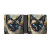 ERSTSNCK Siamese Cat Art Wallet for Men Bifold Rfid Blocking Slim Money Clip Front Pocket Wallet Card Holder