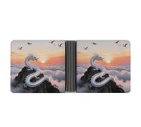 ERSTSNCK Silver Dragon Circling Wallet for Men Bifold Rfid Blocking Slim Money Clip Front Pocket Wallet Card Holder