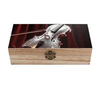 ERSTSNCK Silver Violin Wooden Storage Box Elegant Retro Jewelry Box with Hinged Lid Decorative Keepsake Boxes Decor Handmade Organizer Boxes for Wedding, Party, Gift, Diy Craft, Home Decor