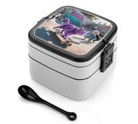 ERSTSNCK Skate - Cat Bento Box 1000ml Leak Proof Lunch Container with Removable Dividers & Spoon - BPA-Free PP Stackable Lunch Box for Work, Office, Picnic, Travel, Dining Out