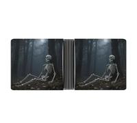 ERSTSNCK Skeleton Wallet for Men Bifold Rfid Blocking Slim Money Clip Front Pocket Wallet Card Holder