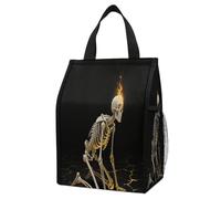 ERSTSNCK Skull Insulated Lunch Bag Leakproof Insulated Cooler Bags Reusable Cooler Tote Foldable Lunchbox for Adult Women Men for Work Travel Picnic