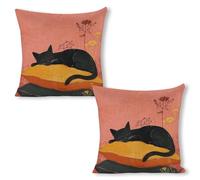 ERSTSNCK Sleep on Pillow Pillow Covers 18"x18"（2pcs） Linen Throw Pillow Covers - Double Sided Decorative Square Cushion Cases for Sofa, Bed, Chair (No Insert Included)