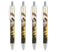 ERSTSNCK Sloth Sunflower Black Ballpoint Pens Fine Point (0.5mm) Black Ink Pen Retractable Ball Point Pens with Comfortable Full Grip for Journaling, And Office Writing Ideal 4 PCS