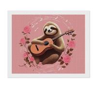 ERSTSNCK Sloth with Musical Notes on Background Diamond Painting Kits for Adults 16"x20" 5D Diamond Art Kits for Beginners DIY Full Drill Round Diamonds Gem Art Crafts Painting for Home Wall Decor