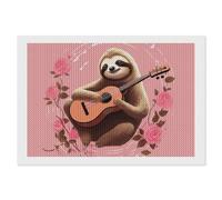 ERSTSNCK Sloth with Musical Notes on Background Diamond Painting Kits for Adults 8"x12" 5D Diamond Art Kits for Beginners DIY Full Drill Round Diamonds Gem Art Crafts Painting for Home Wall Decor