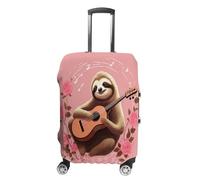 ERSTSNCK Sloth with Musical Notes on Background Luggage Suitcase Covers Elastic Washable Cute Luggage Protector Travel Suitcase Protective Cover For Adult (Fit 19-32 Inch Luggages) X-Large, white, S