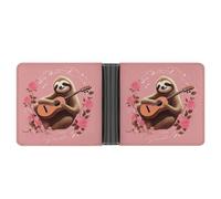 ERSTSNCK Sloth with Musical Notes on Background Wallet for Men Bifold Rfid Blocking Slim Money Clip Front Pocket Wallet Card Holder