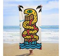 ERSTSNCK Snake Totem Pole Beach Towel Oversized 31" X 63" Absorbent Towels Quick Dry Pool Towel Lightweight Bath Towels Sandproof Beach Blanket for Gym Swimming Sports Travel Gifts